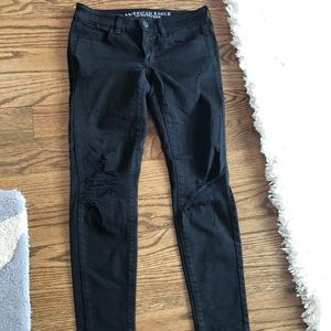 American Eagle Black Distressed Jeans Low Rise